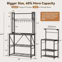 YASONIC Coffee Bar, Bakers Rack with Storage, 25.6 Inches Microwave Stand, 5 Tier Kitchen Shelves Appliance Storage, 12 S Hooks Large Coffee Station for Spices, Pots and Pans, Black, 25.9 inch