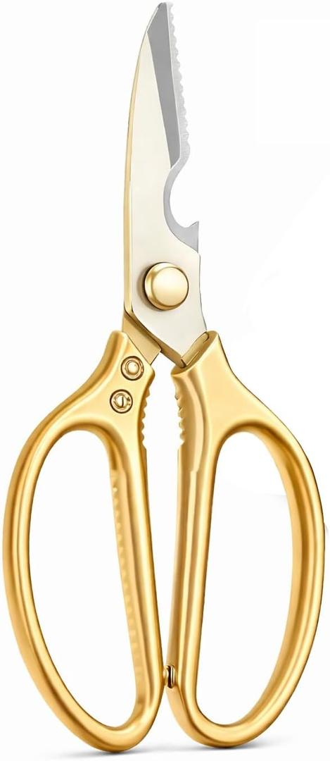 Heavy Duty Multipurpose Stainless Steel Scissors with Big Handle - Champagne Gold