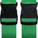 2 Pack Suitcase Belts, Adjustable Luggage Straps, Bright Colors Travel Packing Straps with Quick Release Buckle (Green)