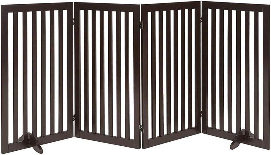 unipaws 36" H Free Standing Pet Gate for Dog Cat, Tall Wooden Dog Gates for Doorway, Stairs, Foldable Pet Fence for The House, Expandable Dog Barrier, Indoor Use, Espresso