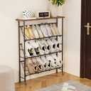 JZM Shoe Rack Storage, Narrow 4 Tier Metal Shoe Storage Shelf, Free Standing Shoe Racks, Space Saving Shoe Rack Organizer for Entryway, Hallway, Bedroom, Living Room(12-16 Pair) (Brown)