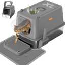 Anywish Stainless Steel Cat Litter Box with Lid, XL Extra Large Enclosed Removable Metal Litter Box with Litter Scoop&Double Layer Litter Mat, Non-Sticky, Non-Odor, for Big Cats Dark Grey