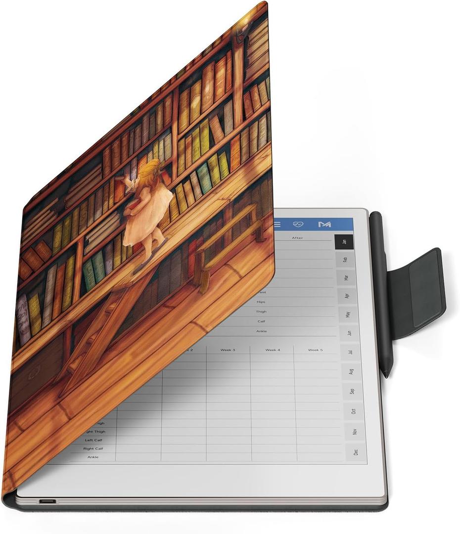 Ayotu Case for Remarkable Paper Pro, Premium PU Leather Book Folio with Pen-Buckle, Smart Magnetic Cover for Remarkable Paper Pro 11.8" Color Tablet, Bundle with Premium Membership (The Library)