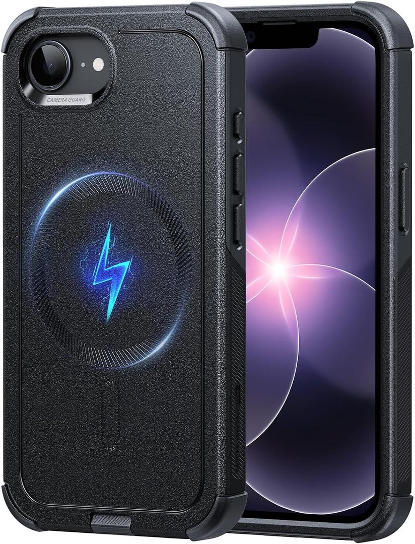 ESR for iPhone 17e Case, iPhone 16e Case, 23ft Military-Grade Drop Protection, MagSafe Accessories Compatible, Shock-Absorbing Rugged Cover, Cyber Series, Black