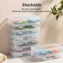 novelinks Plastic Small Storage Bins with Lids for Organizing, Mini Clear Storage Containers and Stackable Storage Box Organizer for Pencil Boxes, Task Boxes, Crayon Boxes (9 Pack Medium)