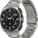 Tasikar Stainless Steel Bands Compatible with Samsung Galaxy Watch Ultra 47mm, No Gap Men Women Genuine Strap for Galaxy Watch Ultra 47mm, Gray Titanium