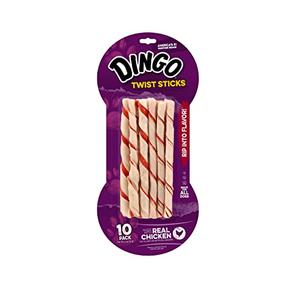 Dingo Twist Stick Rawhide Chews, Made With Real Chicken, 10-Count, Set of 7.BBD 04/28/2027 Dingo Twist Stick Rawhide Chews, Made With Real Chicken, 10-Count, Set of 7.BBD 04/28/2027