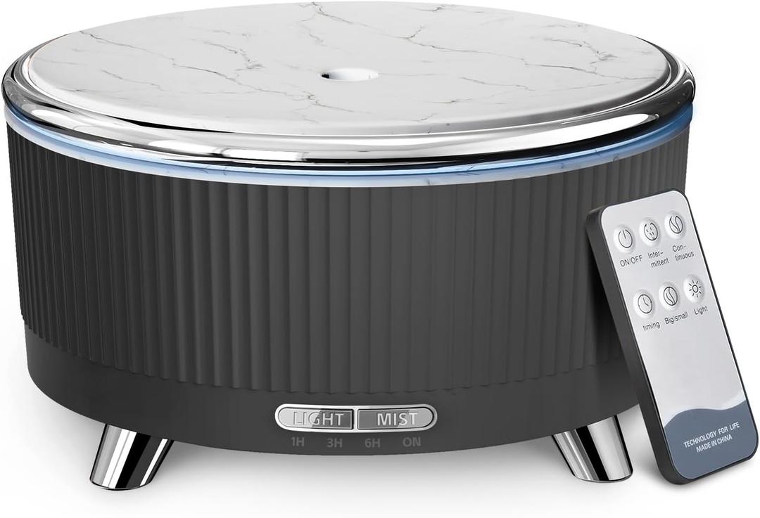 500ML Essential Oil Diffuser: Ultrasonic Aroma Diffuser with Remote Control for Spa Hotel Yoga Room - Humidifier for Bedroom with 7-Color Night Lights & Auto Shut-Off for Nursery/Women Home Relaxation (Black)