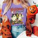 Magical Halloween Shirts for Women Funny Nightmare On Main Street Graphic Tees Spooky Season Casual Short Sleeve Fall Tops Purple (Purple, XL)