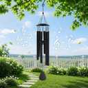 MFEESYOB Wind Chimes for Outside, 32" Large Aluminum Deep Tone Outdoor Wind Chime Weather-Resistant Garden Decor, Memorial Gift for Mom (Black)