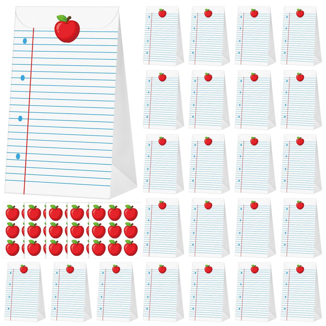 2 x 24 Pcs Back to School Gift Bags with Stickers, Notebook Line Goodie Bags