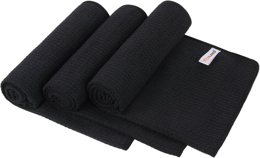 SUNLAND Microfiber Sports Workout Towels Fast Drying Fitness Sweat Towels for Men & Women Lightweight Multi-Purpose Gym Exercise Towel (16x32inch, Black)