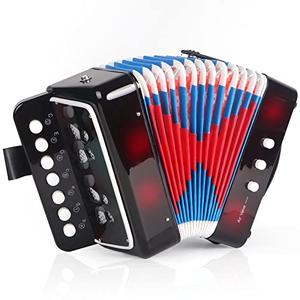 Horse Kids Accordion, 10 Keys Button Control Kid Accordions Musical Instruments for Child Children Toddlers Beginners Accordian Lightweight 7 key 3 Bass Mini Acordeón Toy Acordeones Para Miños Black