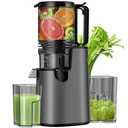 Cold Press Juicer, Juicer Machines with 5.8" Wide Feed Chute for Juice Extractor, Slow Masticating Juicer for Vegetables & Fruits with High Juice Yield, Easy to Clean (Black)