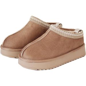 Gegefur Women's Snow Boots Platform Boot Fur Lined Slip On Short Boots (38, Lt Brown)