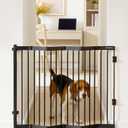 No Pawblems Retractable Safety Gate, Metal Adjustable Dog Gate for Doorways, Stairs & Hallways, Expands to 38" Wide, Auto Retract Design, No Bottom Bar, Black