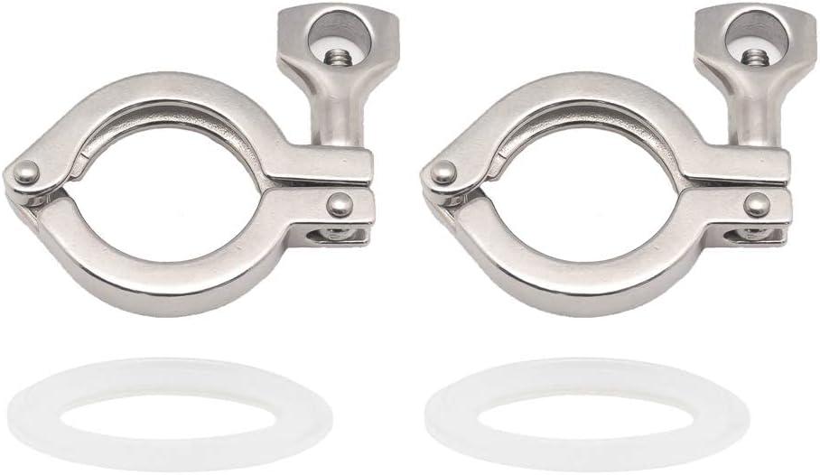 Beduan 2" Sanitary Tri Clamp, 304 Stainless Steel Single Pin Heavy Duty Tri Clamp Clover with Wing Nut for Ferrule TC 2". 2Pack (2 Inch)