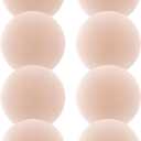 MUQU Nipple Covers Breast - No Show Pasties Reusable Women Sticky Seamless Silicone Breast Covers 4 Pairs Petals (Beige (8round))