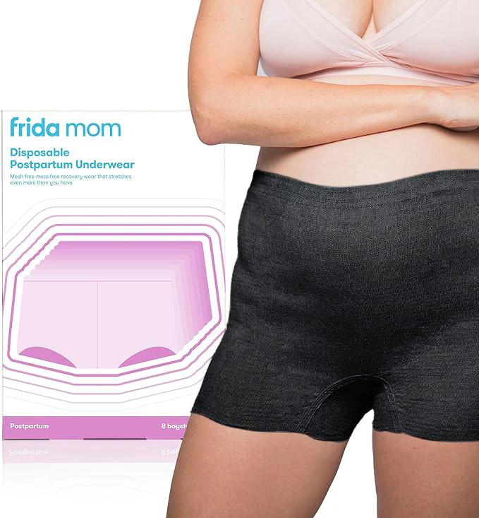 Frida Mom 8pc Postpartum Underwear (Black) - Regular (Waist 28"-42" stretched)