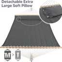 SUNCREAT Portable Tree Hammock with Hardwood Spreader Bar, Extra Large Soft Pillow, Heavy Duty 2 Person Hammock for Indoor, Outdoor, Gray