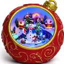 Christmas Village Scene Animated Rotating Snowman LED Lights Christmas Decorations Music with Volume Adjustment USB/Battery Collectible Buildings Figurines Globe Gifts