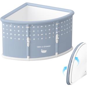 Portable Foldable Bathtub for Adults Fan-Shaped Foldable Bathtub, Portable Bathtub for Adult, Large Collapsible Tub, Freestanding Surround Collapsible Tub, Effortless Folding Corner Bathtub