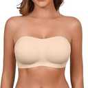 Push Up Strapless Bras for Women Supportive Bandeau Bra Non Slip Wireless No Underwire Padded Tube Bra Small