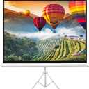 Projector Screen 84" with Floor Standing Portable Fold-Out Roll-Up Tripod Manual, Mobile Movie Screen, Home Theater Cinema Wedding Party Office Presentation, Quick Assembly