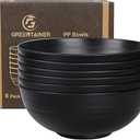 Greentainer Unbreakable Large Cereal Bowls - 2.25L Plastic Lightweight Salad, Soup, Fruit Bowl Set for Kitchen Storage Organizer, Dishwasher & Microwave Safe, 6 Pcs (Black)