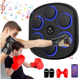 Music Boxing Machine for Adults, Bluetooth Smart Boxing Training Machine, Wall Target Punching Workout for Kids, Fun Fitness Equipment, Reflex Training Suitable for Home, Office, Gym