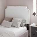 Colingmill Twin Size Contoured Headboard with Studded Upholstery, 40 Inch