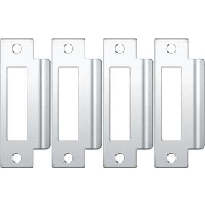 Tandefio 4 Pcs 4-7/8" Mortise Lock Strike Plate Universal Door Strike Plate T Deadbolt Door Backplate Iron with Brushed Zinc Finish (Silver)