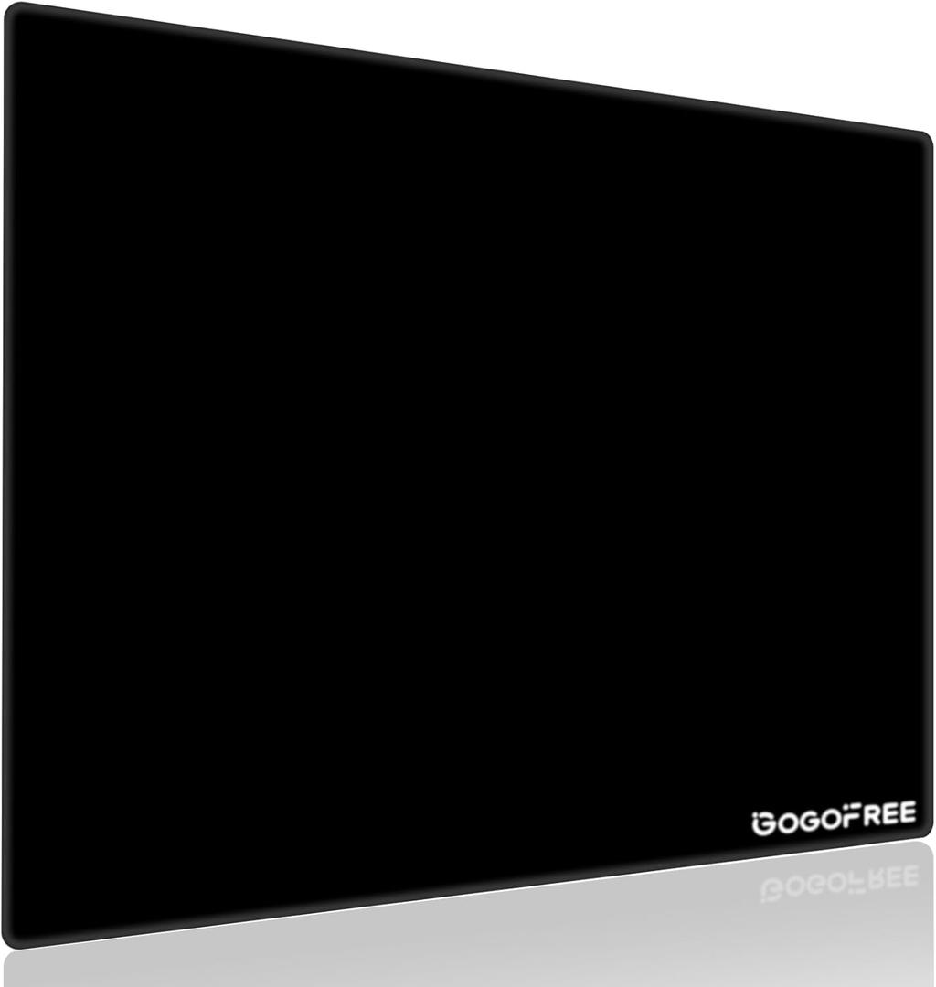 gogofree Glass Mousepad for Gaming, Ultra Smooth Mouse Mat with Hard Surface, Tempered Glass Mouse Pad Precision Speed Control for Games and Office (Black, 19.7" L x 15.7" W)
