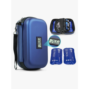 Insulin Cooler Travel Case TSA Approved Medication Diabetic Cooler for Travel with Temperature Display Refrigerated Medicine Organizer Bag with 2 Ice Pack