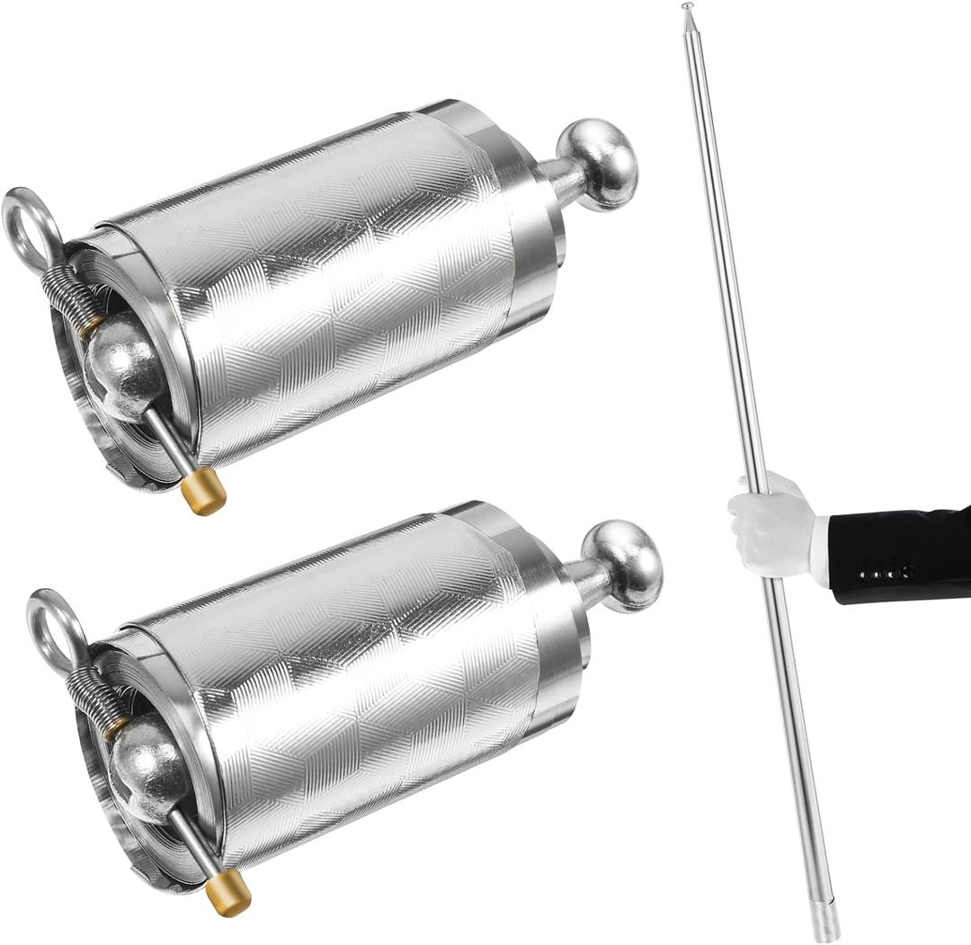 Healifty 2pcs Metal Appearing Cane Magician Wand Retractable Collapsible for Professional Magician Stage Close-up Tricks Accessories