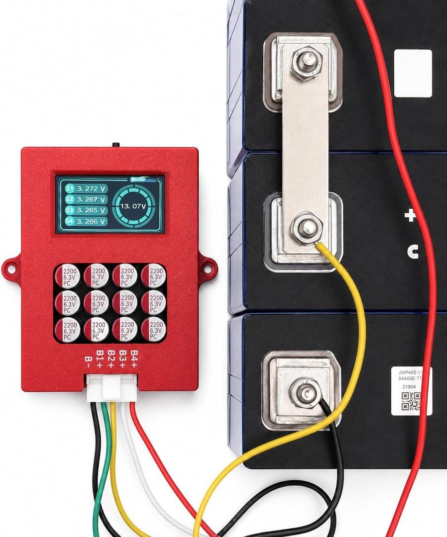 4S 6S 8S Active Balancer with Voltage Display Lifepo4 Equalizer Lipo/LTO Battery Voltage Tester (4S Lifepo4 Lipo)
