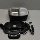 Electric Lunch Box 80W for Adults, 1.5L Lunch Warmer with 2 Compartments for Truck/Car/Work, Fast Portable Heated Lunch Box Food Warmer Heater 12/24/110V, Removable Stainless Steel Container