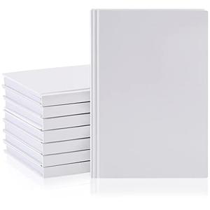 Henoyso 8 Pcs A5 Blank Notebooks Journals Bulk 100 Sheets/200 Pages Unlined Craft Notebooks Kraft Sketchbooks Hardcover for Writing Drawing for Gifts Students School Office, 8.3 x 5.7 in (White)