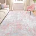 RELEANY Washable Area Rugs 5'x7' Non-Slip Modern Abstract Soft for Living Room Entryway Bedroom Nursery, Print Pattern, Grey Pink