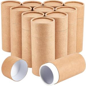 BENECREAT 10PCS 100ml/ 3.5oz Kraft Paperboard Tubes Round Kraft Paper Containers for Pencils Tea Caddy Coffee Cosmetic Crafts Gift Packaging, Light Khaki