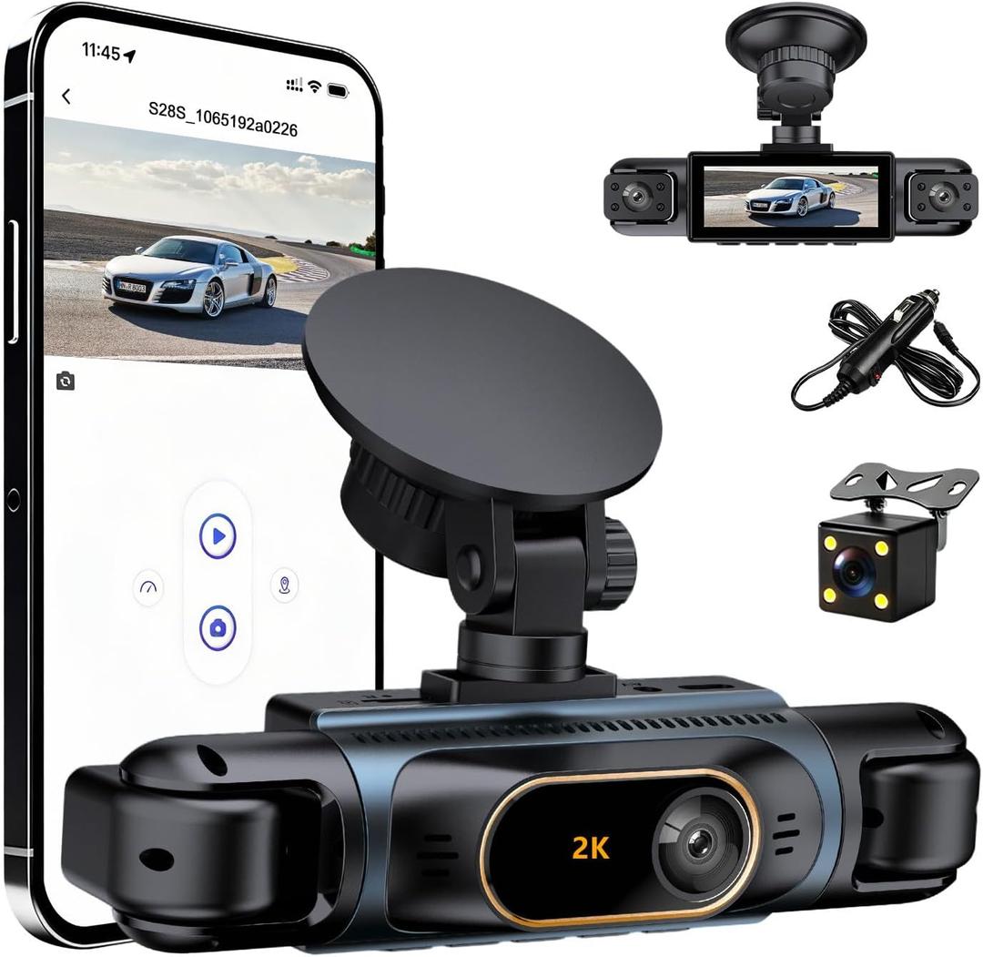 Car Camera Dash Cam Front and Rear Left Right, 4-Channel Video Recording WiFi Dashcam with Phone APP 360 Degree Car Security, HD 2K Car Dashboard Night Vision 24 Hours Parking Monitor G-Sensor