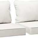 AAAAAcessories Outdoor Seat Cushions for Chairs, Fade-Resistant, Waterproof Patio Furniture Replacement Cushions, 19" x 19" x 3" + 19" x 17", Set of 2, Linen White