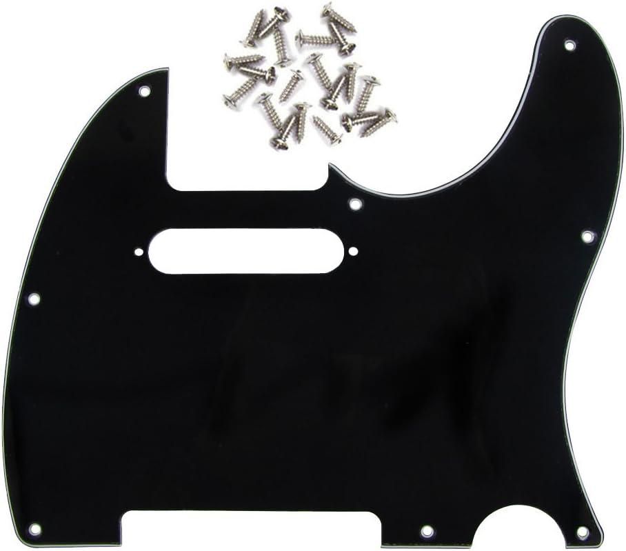 FLEOR 8 Hole TL Pickguard Scratch Plate with Pickguard Screws Set Fit USA/MX Standard TL Style Pickguard Replacement, 3Ply Black