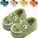 JACKSHIBO Toddler Slippers Boys Girls Little Kids Dinosaur House Shoes Cute Bunny Slipper for Home Indoor Winter Bedroom Non Slip Soft Plush Rabbit Warm Shoes (3-4 Toddler, Green)