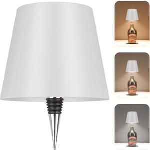 2025 New Wine Bottle Lamp,LED Cordless Cork Lights Rechargeable via USB-C for Liquor Bottles,3 Color Small Dimmable Touch Decorative Lamp for Home Bar Decor,Office&Bar,Restaurant(White)
