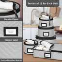 2 x China Storage Containers 5-Piece Set Moving Boxes for Dinnerware, Glasses, Plates, Mugs and Saucers Sturdy Quilted Microfiber Dish Organizer with Dividers for Seasonal Storage - Holds Set of 12, Gray