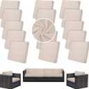 SUKAIKEQA 14PCS Patio Cushion Covers,Patio Furniture Couch Seat Slipcovers