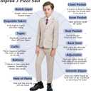 Boys' 3 Piece Suit Set with Suit Jacket, Vest, Pants, Formal Tuxedos Slim Fit Ring Bearer Outfit 12Y (Beige, M)