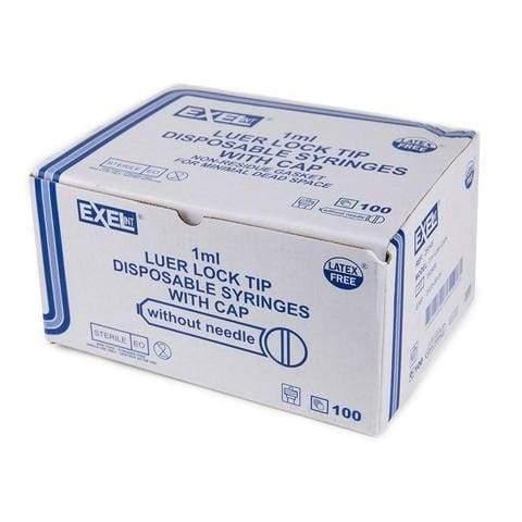 1mL Luer Lock Syringe, Sterile, Individually Wrapped, No Needle (Box of 100)
