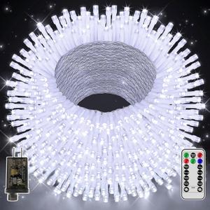 shineshine Christmas Lights Outdoor 1000LED 328FT, 8 Lighting Modes White String Lights with Remote, Christmas Lights for Indoor Outside Wedding Xmas Party Home Decorations, HG-29V110C